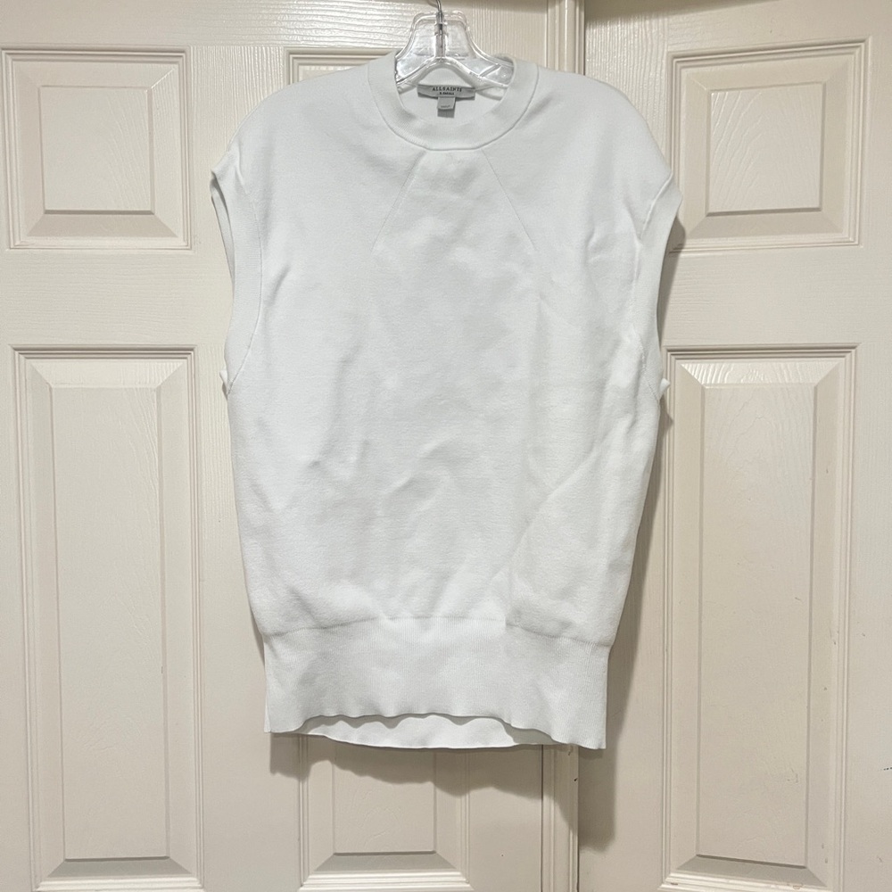 ALLSAINTS All Saints Men  XS Sleeveless Thick Stretch White Vest Sweatshirts‎